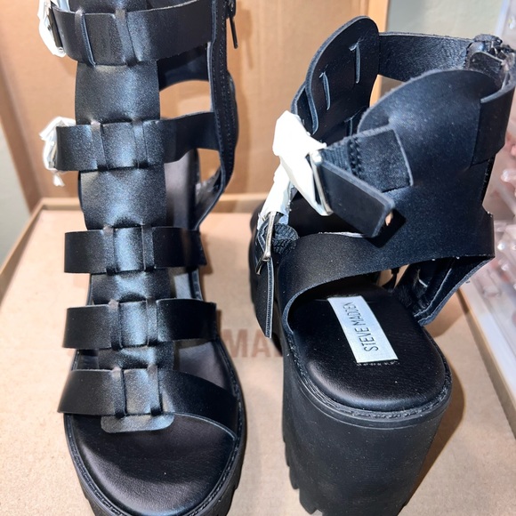 Steve Madden Salerno Cosmic Black Platform Sandals - Picture 4 of 5
